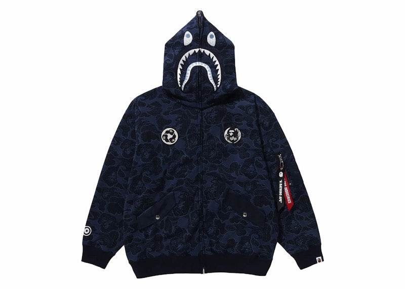 BAPE x Alpha Industries Shark Full Zip Hoodie Navy