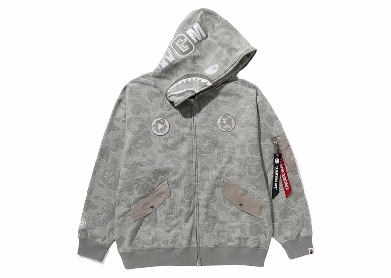 BAPE x Alpha Industries Shark Full Zip Hoodie Olivedrab