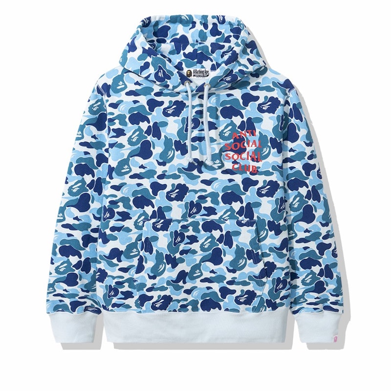 BAPE x Anti Social Social Club ABC Camo Pullover Hoodie Blue