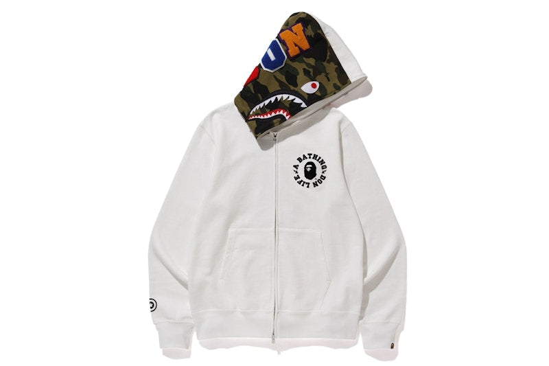 BAPE x Big Sean Shark Full Zip Hoodie White