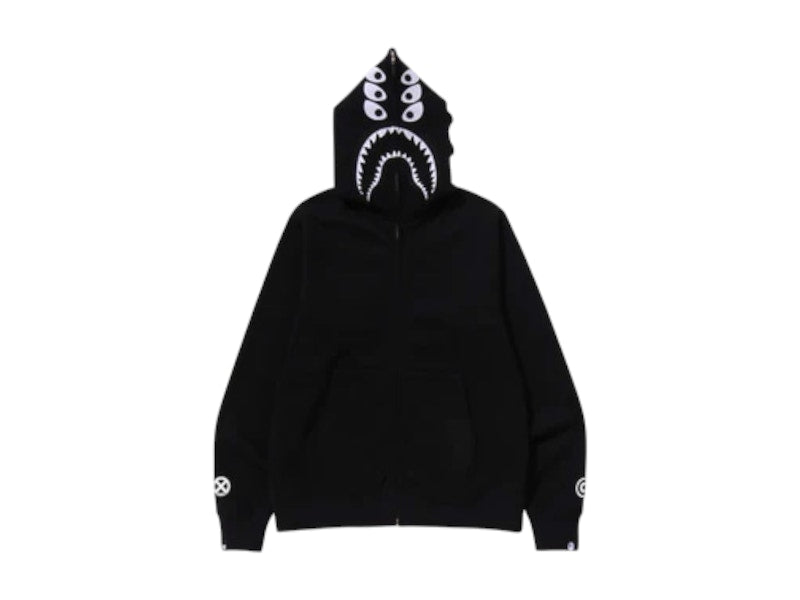 BAPE x Bounty Hunter Mad Shark Full Zip Hoodie Black
