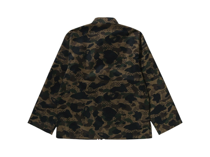 BAPE x CLOT Camo Ape Head Chinese Jacket Olive