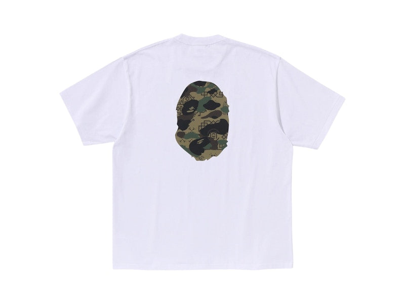 BAPE x CLOT Camo Ape Head T-Shirt White