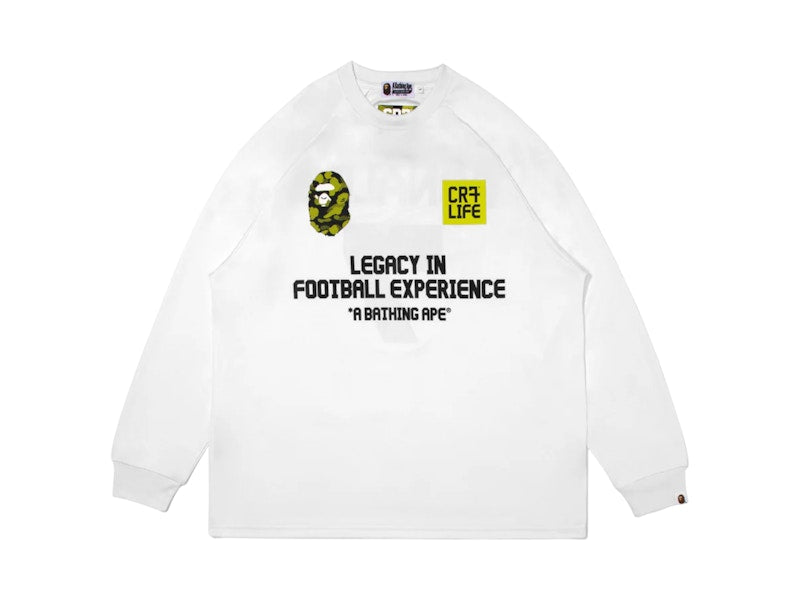 BAPE x CR7 Life Multi Logo Relaxed Fit LS Football Jersey White