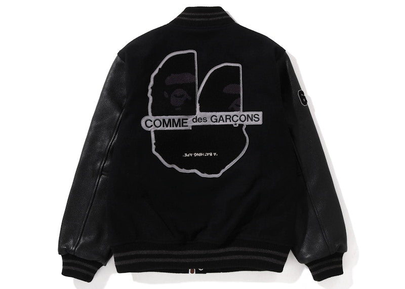 BAPE x Comme des Garcons Osaka Exclusive Varsity Jacket Black