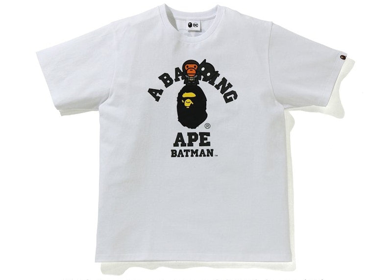 BAPE x DC Baby Milo Batman College Tee White