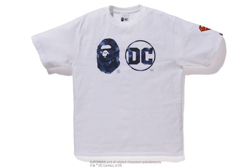 BAPE x DC Superman Apehead DC Logo Tee White/Navy