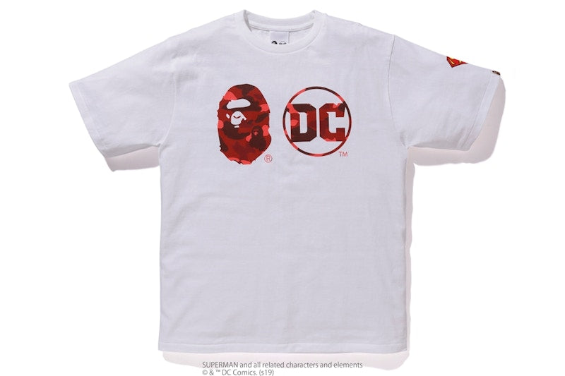 BAPE x DC Superman Apehead DC Logo Tee White/Red