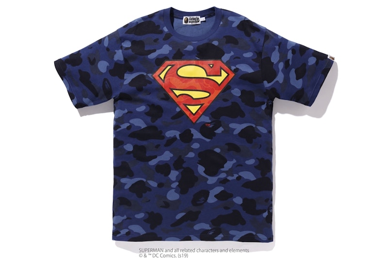 BAPE x DC Superman Color Camo Tee Navy