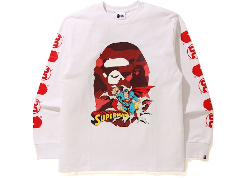 BAPE x DC Superman Long Sleeve Tee White