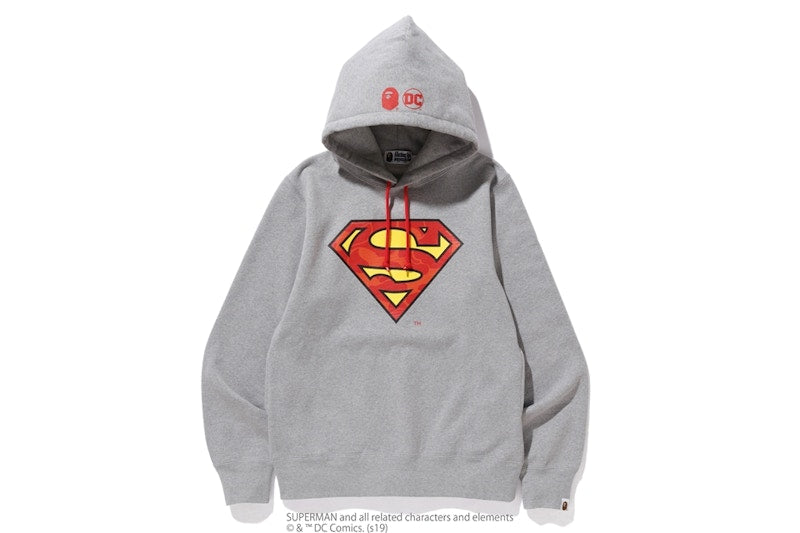 BAPE x DC Superman Pullover Hoodie Grey