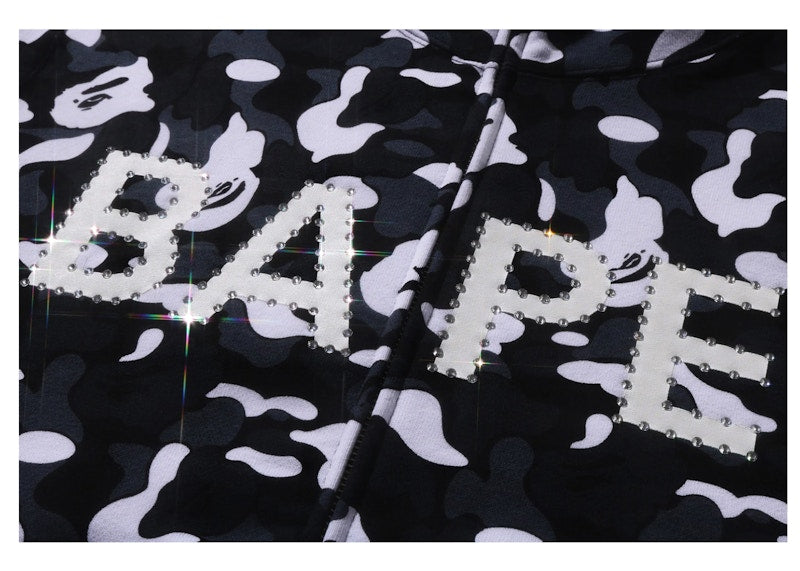 BAPE x DSM Camo Crystal Stone Full Zip Hoodie Black