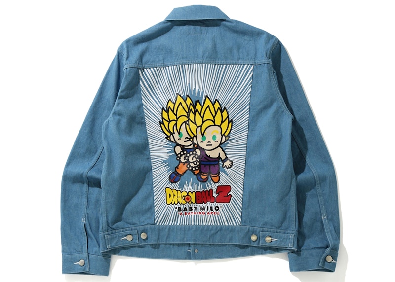 BAPE x Dragon Ball Z Baby Milo Big Ape Head Denim Jacket Light Indigo