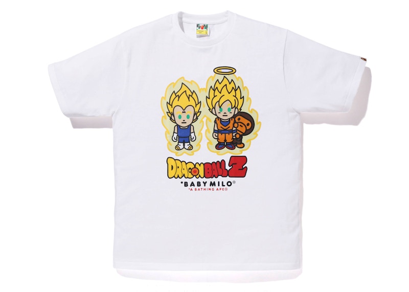 BAPE x Dragon Ball Z Super Saiyan Vegeta & Son Goku Baby Milo Tee White