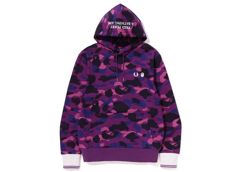 BAPE x Fred Perry Color Camo Zip Hoodie Purple