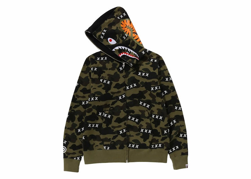 BAPE x God Selection XXX Shark Full Zip Hoodie Green