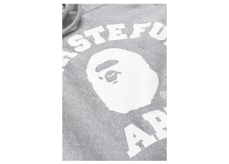 BAPE x JJJJound Relaxed Classic College Pullover Hoodie Gray