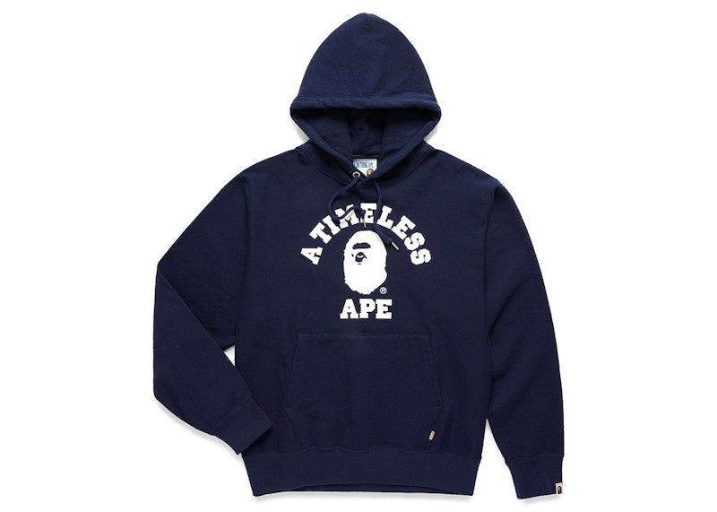 BAPE x JJJJound Relaxed Classic College Pullover Hoodie Navy