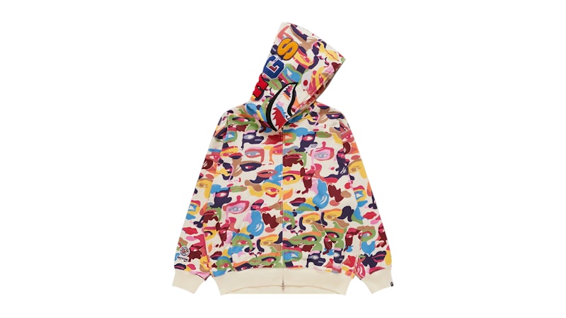 BAPE x KidSuper Camo Shark Full Zip Hoodie Multicolor