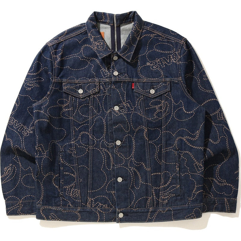BAPE x Levi's Camo Trucker Jacket Indigo