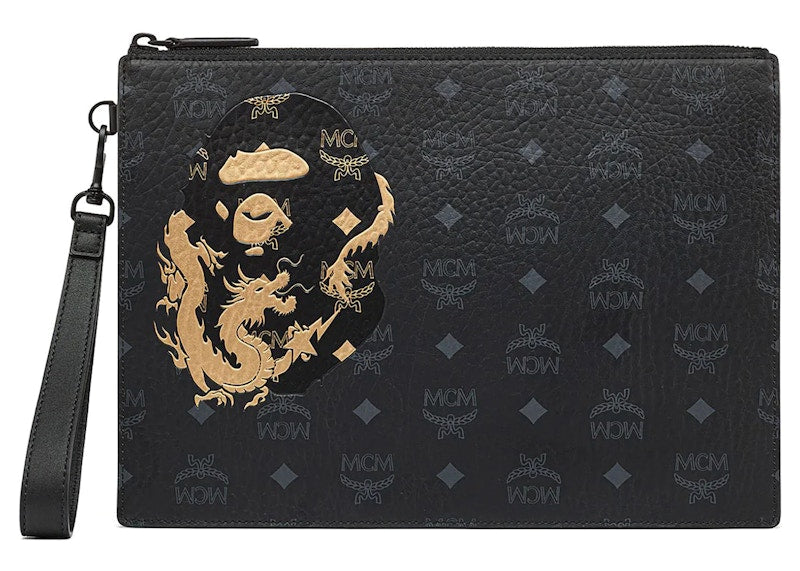 BAPE x MCM Flat Pouch Black