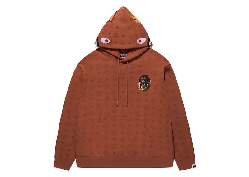 BAPE x MCM Shark Pullover Hoodie Brown