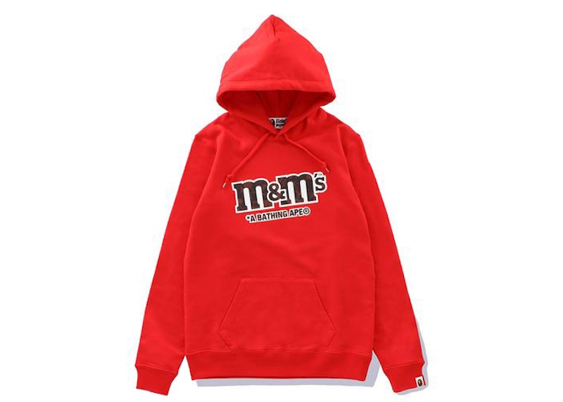 BAPE x M&M's Mens College Pullover Hoodie Red