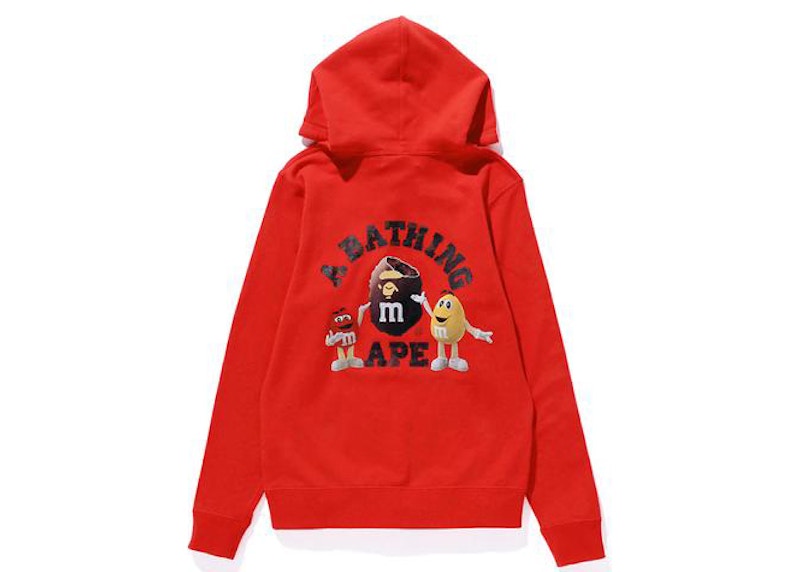 BAPE x M&M's Womens College Pullover Hoodie Red