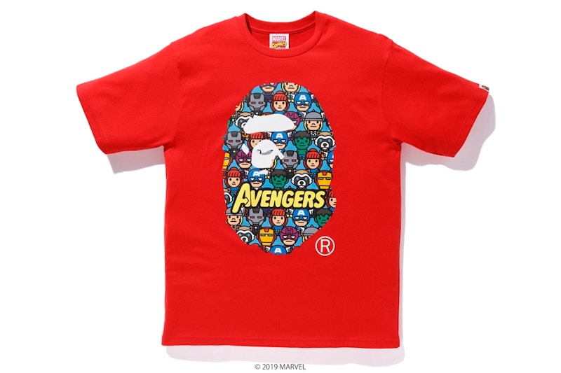 BAPE x Marvel Avengers Ape Head Tee Red