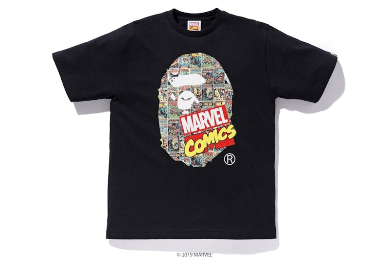BAPE x Marvel Comics Ape Head Tee Black