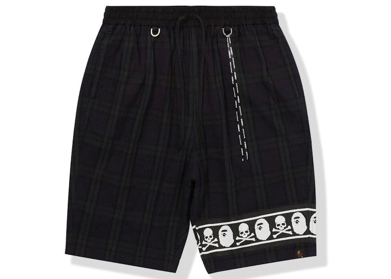 BAPE x Mastermind Check Shorts Green