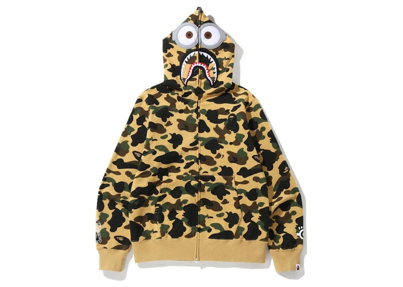 BAPE x Minions 1st Camo Shark Full Zip Hoodie Yellow