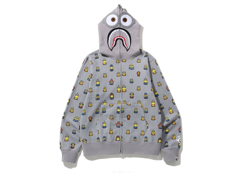BAPE x Minions Shark Full Zip Hoodie Grey
