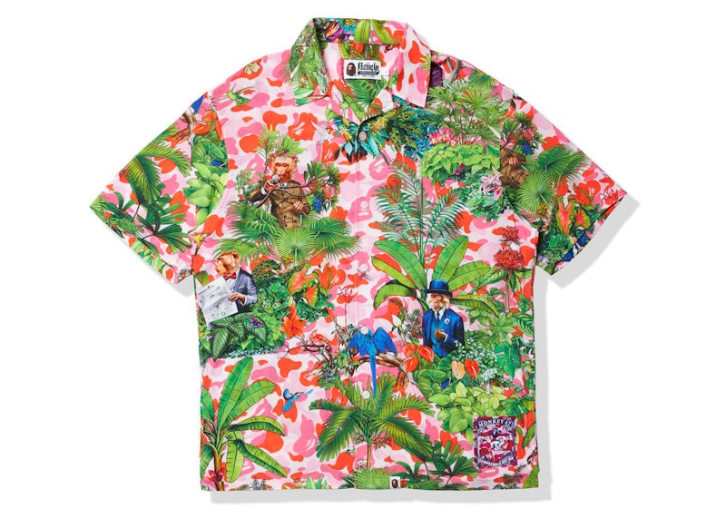 BAPE x Monkey 47 Open Collar S/S Shirt Pink