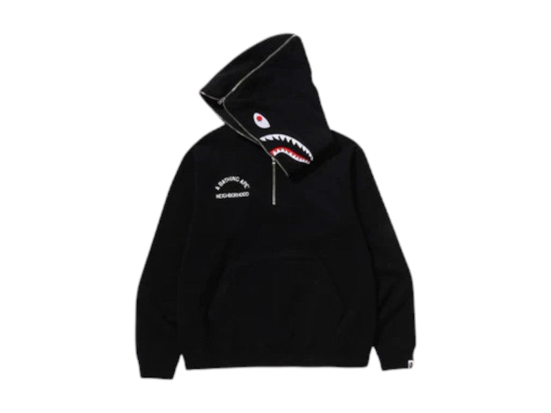 BAPE x Neighborhood Two Face Half Zip Pullover Hoodie Black