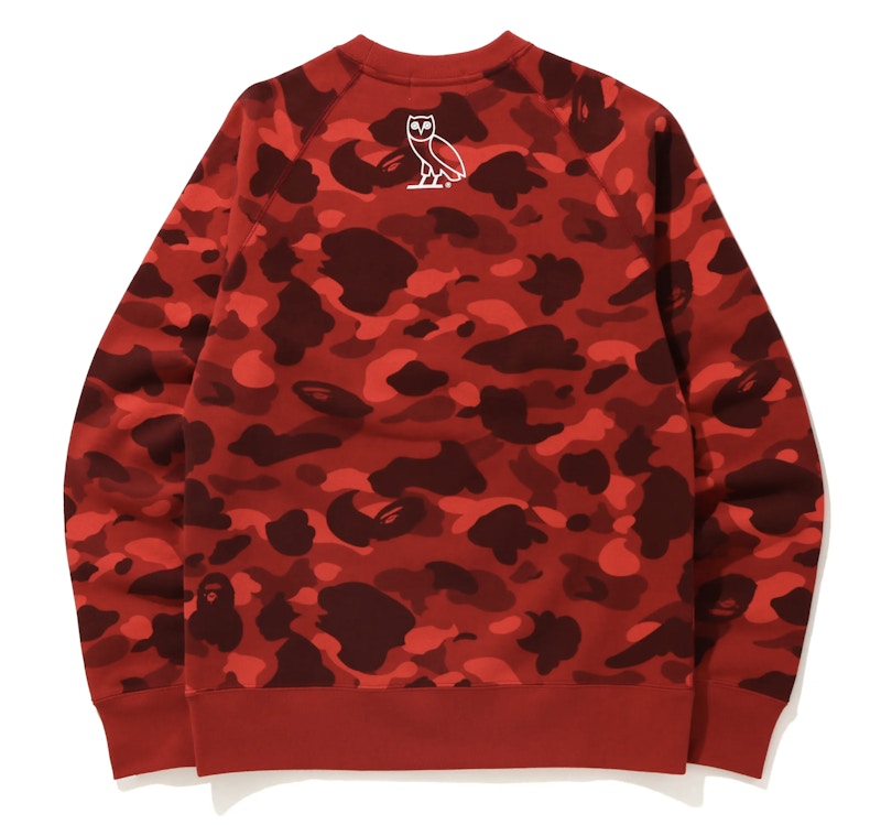 BAPE x OVO Color Camo Crewneck Red