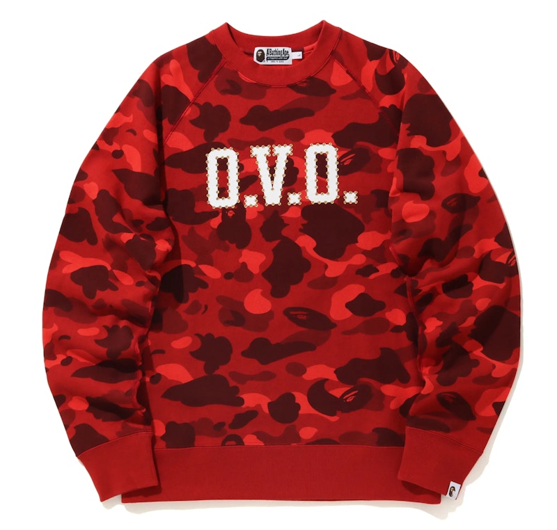 BAPE x OVO Color Camo Crewneck Red