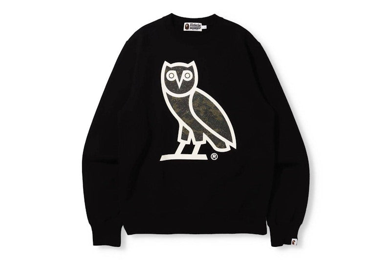 BAPE x OVO Glass Beads Woodland Camo Crewneck Black