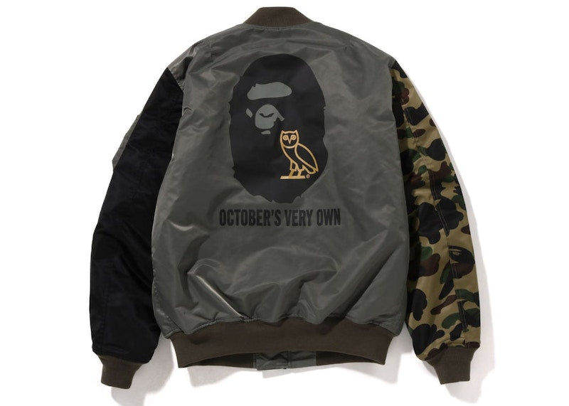 BAPE x OVO Loose Fit MA-1 Jacket Olive Drab