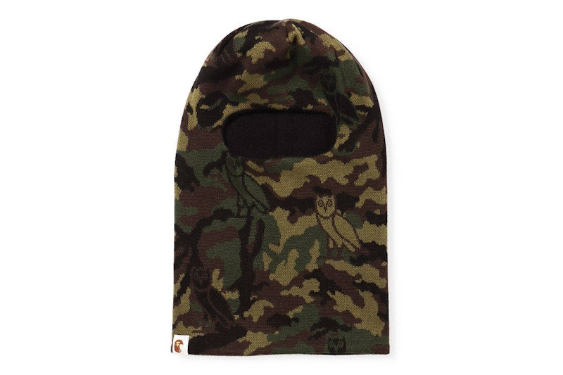 BAPE x OVO Woodland Camo Shark Reversible Balaclava Black