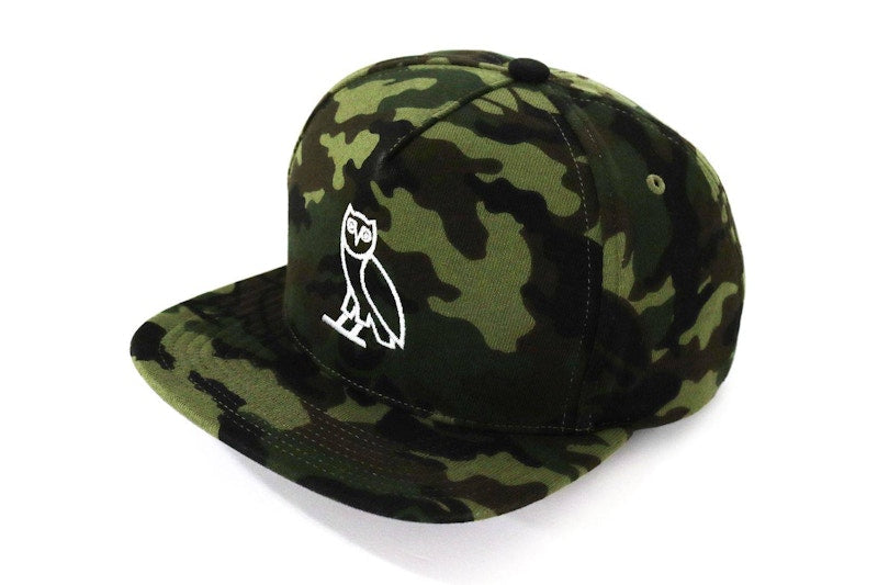 BAPE x OVO Woodland Camo Snapback Cap Green