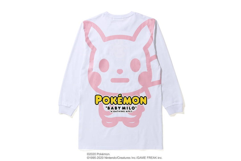 BAPE x Pokemon Ladies Pikachu L/S Tee Onepiece White