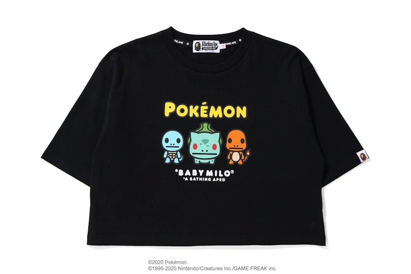 BAPE x Pokemon Ladies Starters Cropped Tee Black