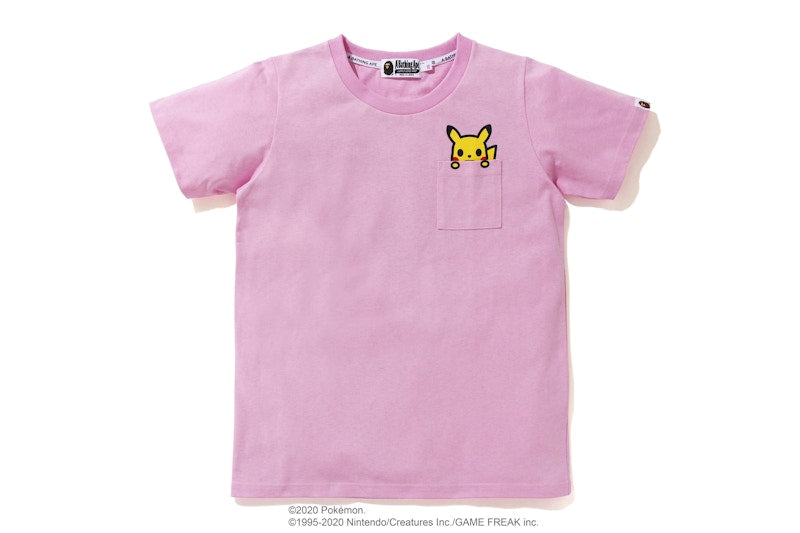 BAPE x Pokemon Pikachu Ladies Pocket Tee Pink