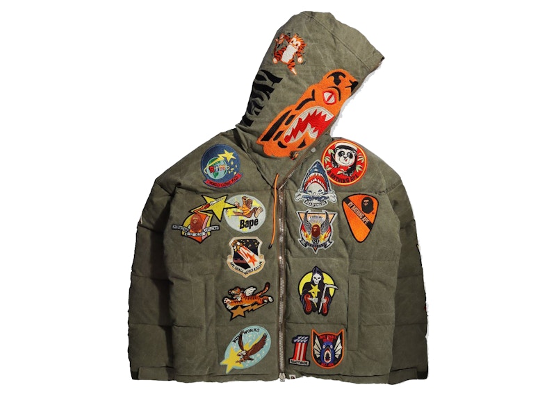BAPE x READYMADE Tiger Shark Down Jacket Olivedrab