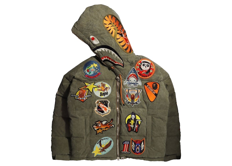 BAPE x READYMADE Tiger Shark Down Jacket Olivedrab