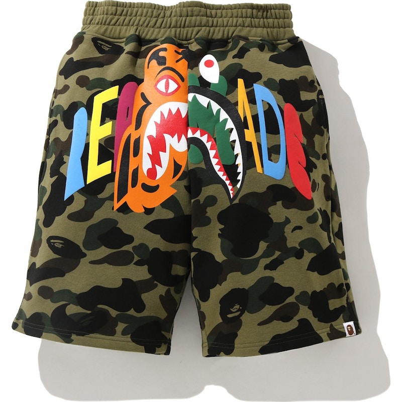 BAPE x READYMADE Tiger Shark Wide Sweat Shorts Green