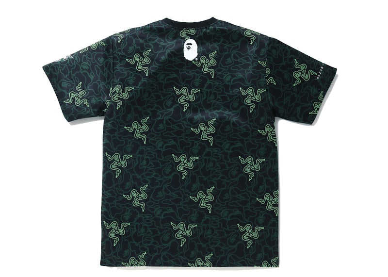 BAPE x Razer A Bathing Ape Neon Camo Team Tee Green