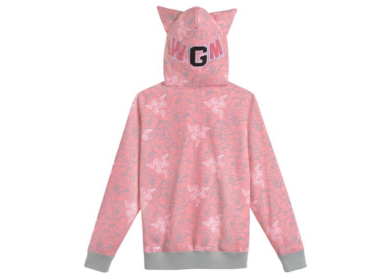 BAPE x Razer Neon Camo Shark Full Zip Hoodie Pink