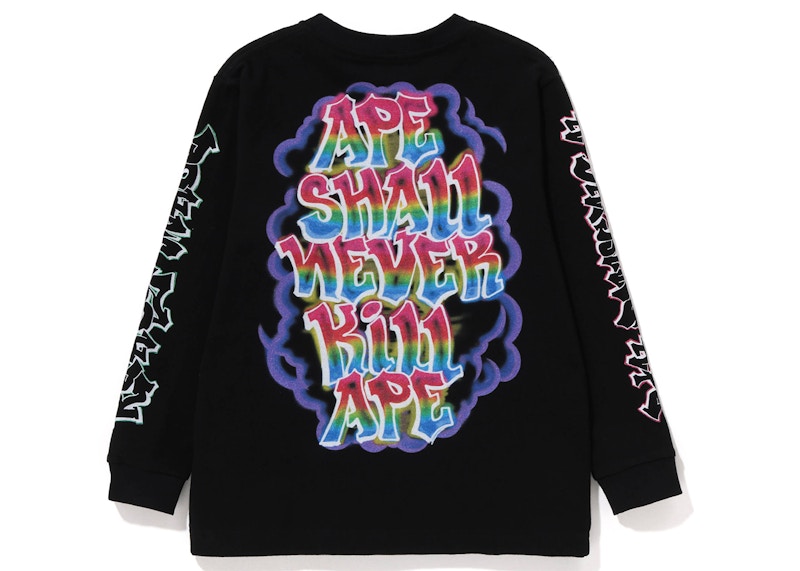 BAPE x Readymade Kids Spray L/S Tee Black